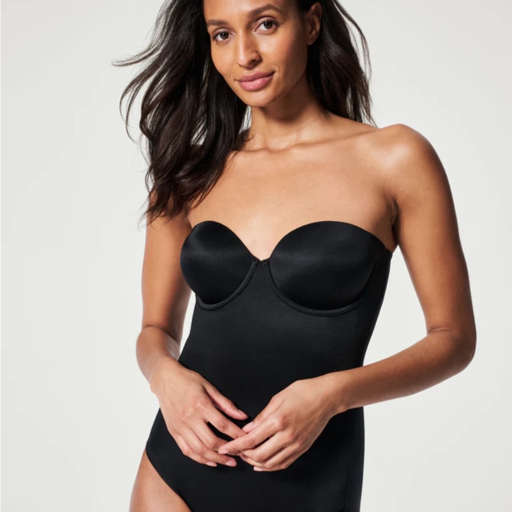 SPANX Black Shapewear Bodysuit with Sweetheart Neckline